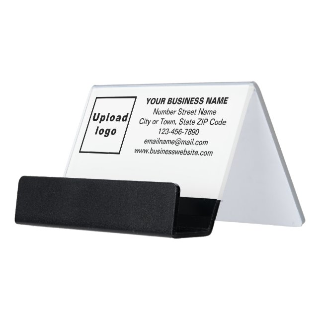 Business Brand on White Business Card Holder (Angled Front)