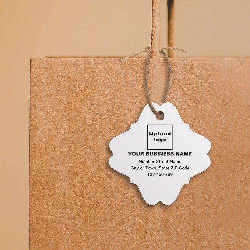 Business Brand on White Fancy Square Shape Tag