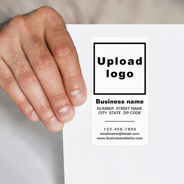 Business Brand on White Portrait Shipping Label (White portrait shipping label with your business brand)