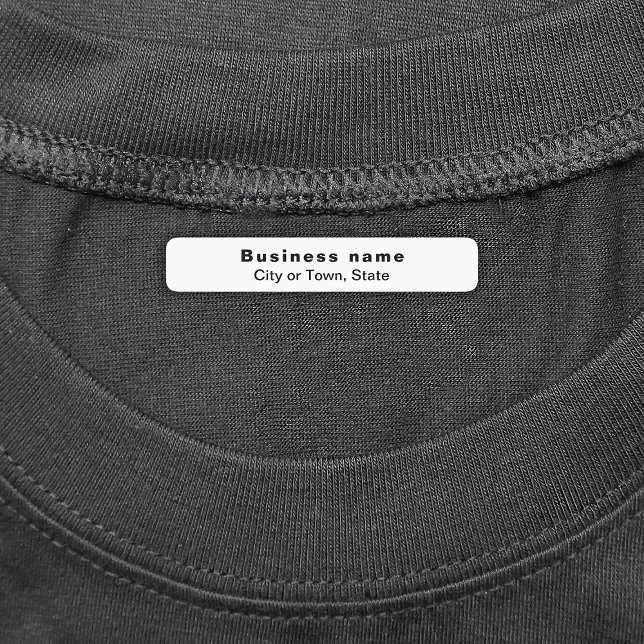 Business Brand on White Rectangle Iron On Label (White rectangle iron on label with your business brand)