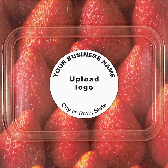 Business Brand on White Round Adhesive Label (White round adhesive label with your business brand)