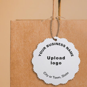 Business Brand on White Scalloped Paper Ornament Card
