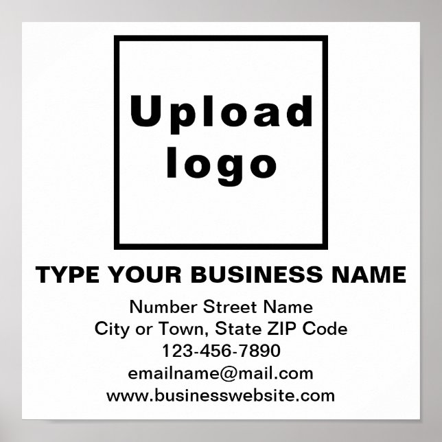 Business Brand on White Square Poster (Front)