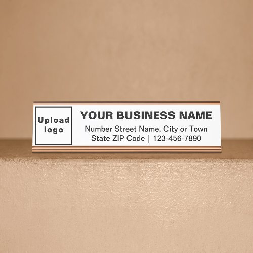 Business Brand on White Standard Desk Name Plate