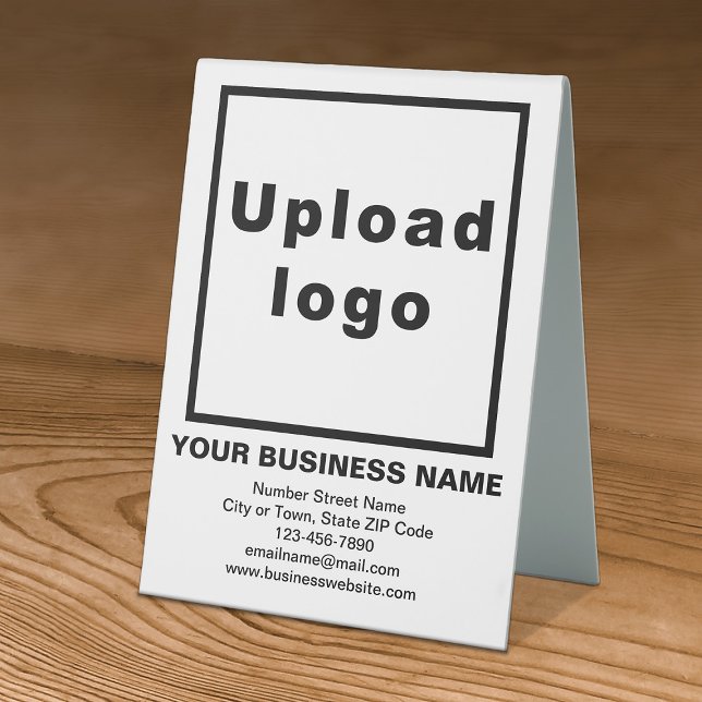 Business Brand on White Table Sign (Creator Uploaded)