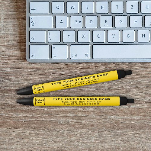 Business Brand on Yellow Barrel of Ink Pen