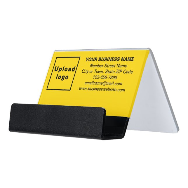 Business Brand on Yellow Business Card Holder (Angled Front)