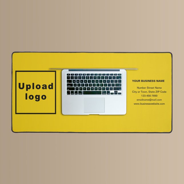 Business Brand on Yellow Desk Mat (Build brand name awareness. Your business brand on yellow desk mat.)