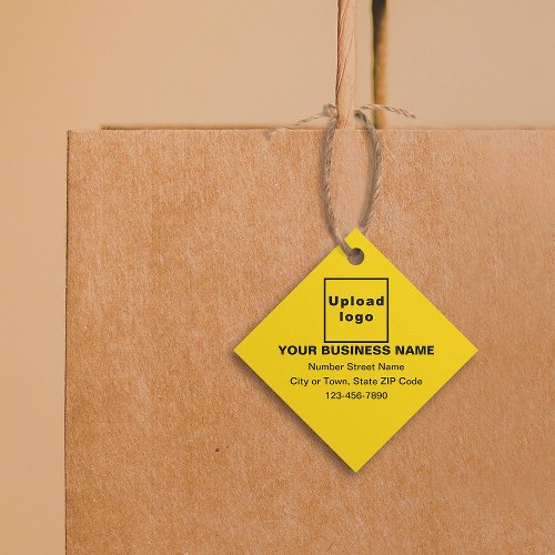 Business Brand on Yellow Diamond Shape Tag