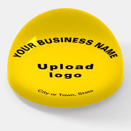 Business Brand on Yellow Dome Style Paperweight