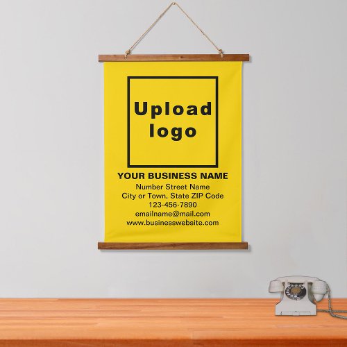 Business Brand on Yellow Hanging Tapestry