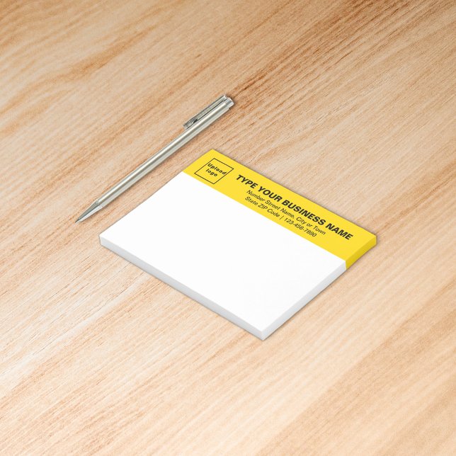 Business Brand on Yellow Heading of Rectangle Post-it Notes (Build brand name awareness. Your business brand on yellow heading of rectangle sticker.)