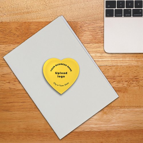 Business Brand on Yellow Heart Shape Paperweight