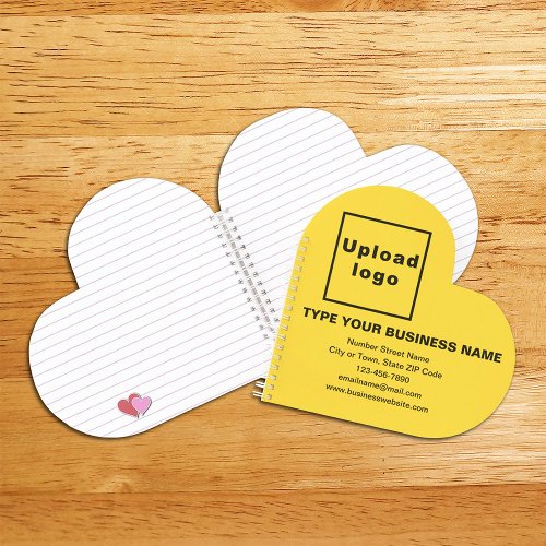 Business Brand on Yellow Heart Shape Spiral Notebook
