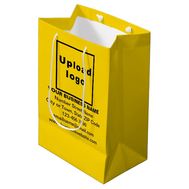 Business Brand on Yellow Medium Size Gift Bag (Front Angled)