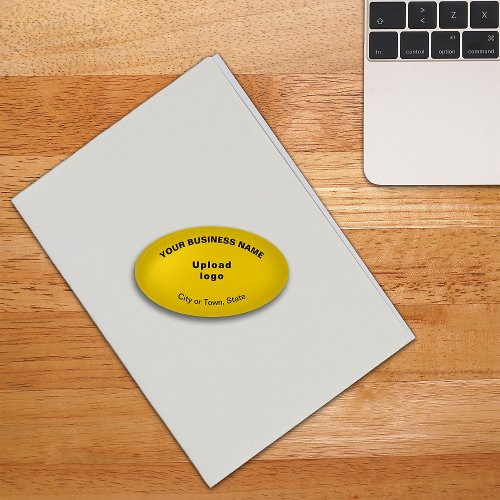 Business Brand on Yellow Oval Shape Paperweight