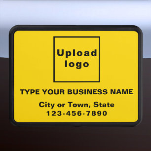 Business Brand on Yellow Plastic Hitch Cover