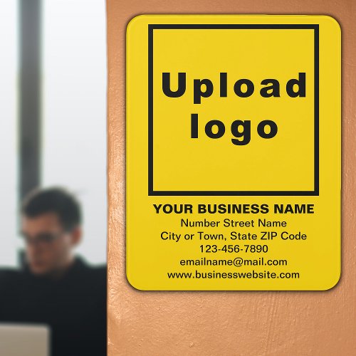 Business Brand on Yellow Portrait Rectangle Door Sign