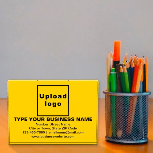 Business Brand on Yellow Rectangle Acrylic Block