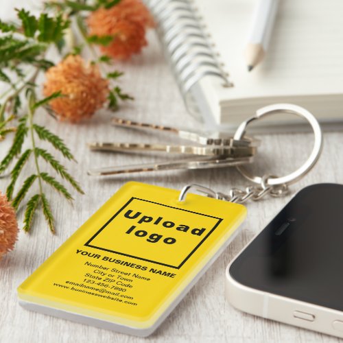 Business Brand on Yellow Rectangle Acrylic Keychain