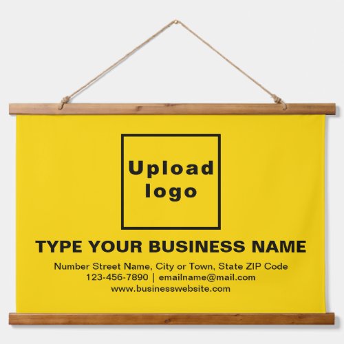 Business Brand on Yellow Rectangle Hanging Tapestry