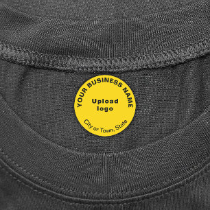 Business Brand on Yellow Round Iron On Label
