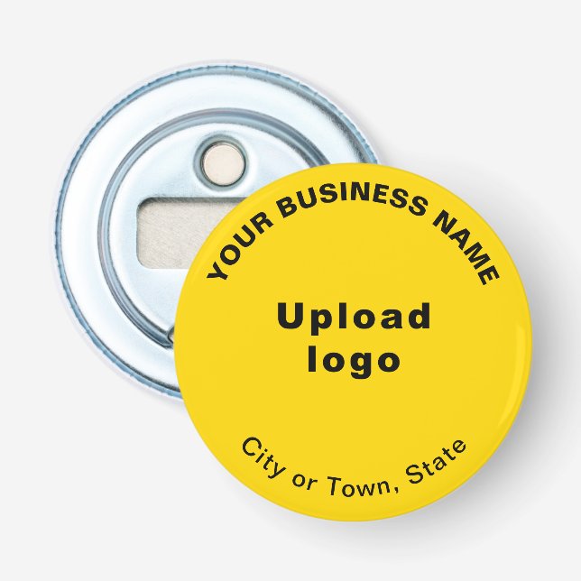Business Brand on Yellow Small Round Bottle Opener (Front)