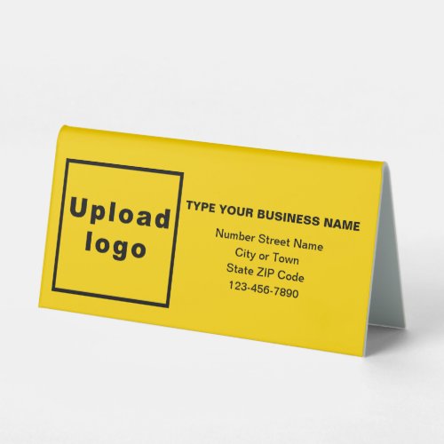 Business Brand on Yellow Small Table Sign