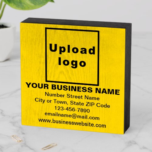 Business Brand on Yellow Square Wood Box Sign