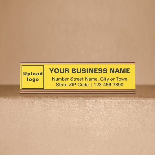 Business Brand on Yellow Standard Desk Name Plate