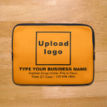 Business Brand Orange Color Laptop Sleeve<br><div class="desc">Customizable laptop sleeve that you use to build brand name awareness. Contents are your business logo, business or company name, address and phone number. Design is black texts on orange color background. Please check the appearance after uploading logo and typing texts. If the appearance is pleasing to you, you can...</div>