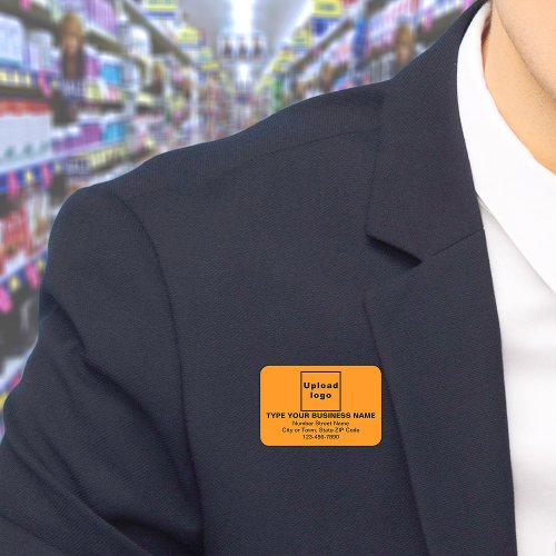 Business Brand Orange Rectangle Name Tag