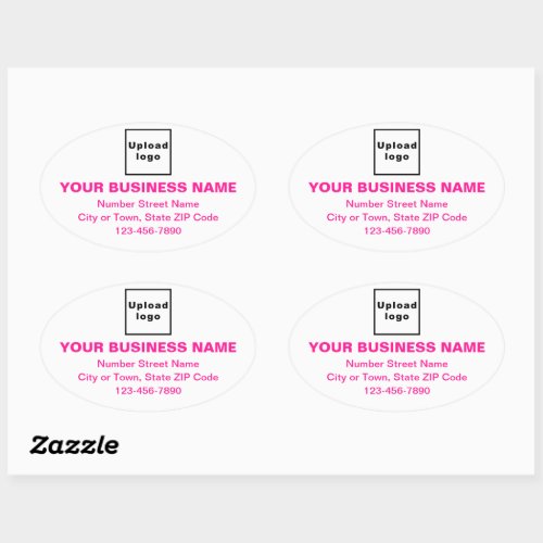 Business Brand Pink Minimal Texts on White Oval Sticker