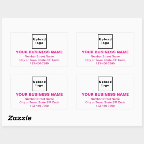 Business Brand Pink Minimal Texts on White Rectangular Sticker