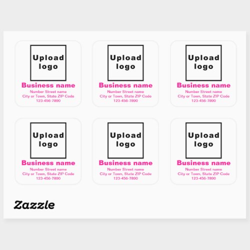 Business Brand Pink Minimal Texts on White Square Sticker