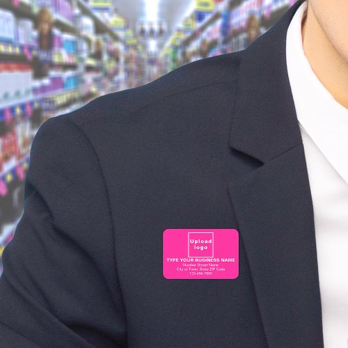 Business Brand Pink Rectangle Name Tag