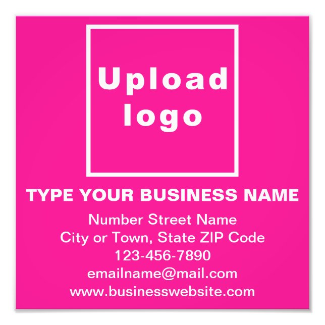 Business Brand Pink Square Photo Print (Front)