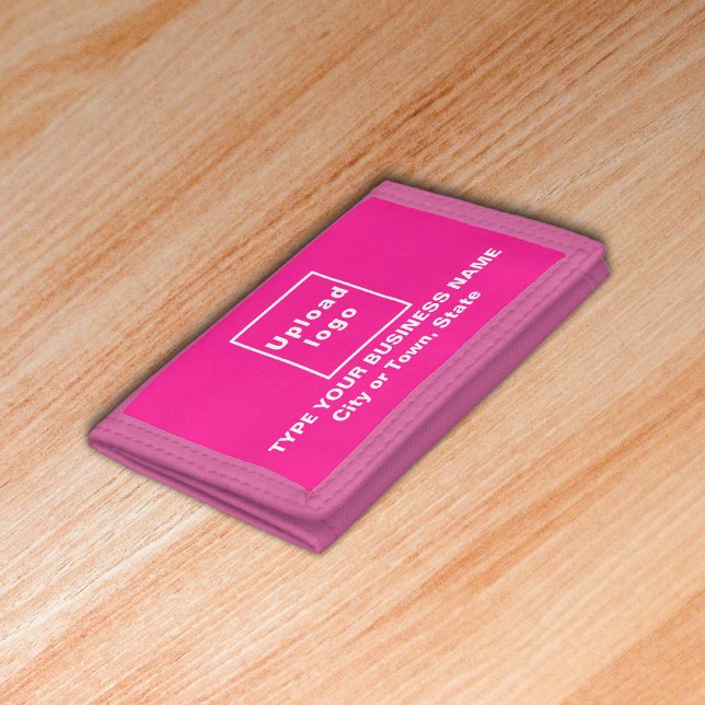 Business Brand Pink Trifold Nylon Wallet (Build brand name awareness. Your business brand on pink trifold wallet.)