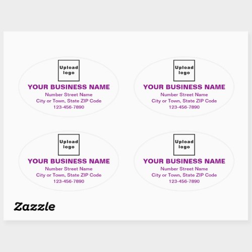 Business Brand Purple Minimal Texts on White Oval Sticker