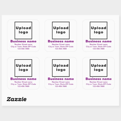 Business Brand Purple Minimal Texts on White Square Sticker