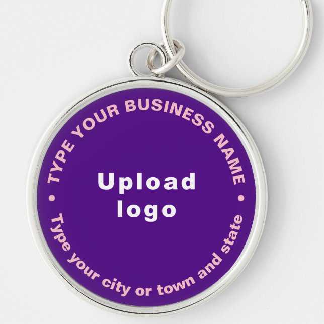 Business Brand Purple Round Premium Keychain (Front)