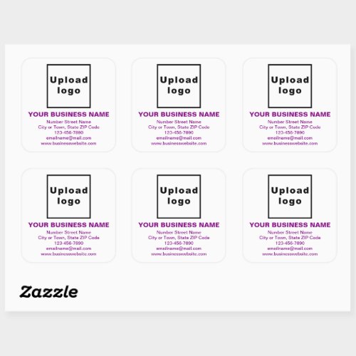Business Brand Purple Texts on White Square Sticker