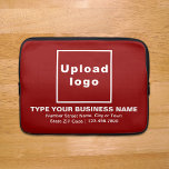Business Brand Red Laptop Sleeve<br><div class="desc">Customizable laptop sleeve that you use to build brand name awareness. Contents are your business logo, business or company name, address and phone number. Design is white texts on red background. Please check the appearance after uploading logo and typing texts. If the appearance is pleasing to you, you can place...</div>