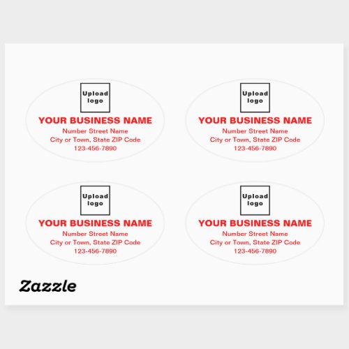 Business Brand Red Minimal Texts on White Oval Sticker