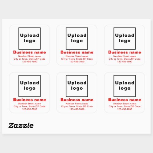 Business Brand Red Minimal Texts on White Square Sticker