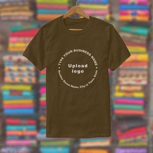 Business Brand Round Pattern Texts on Brown T_Shirt
