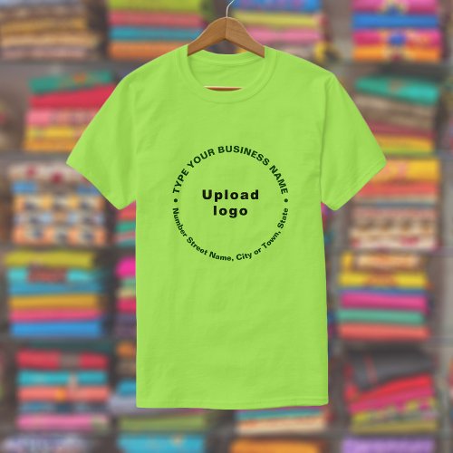 Business Brand Round Pattern Texts on Lime Green T_Shirt