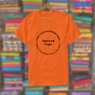 Business Brand Round Pattern Texts on Orange Color T-Shirt