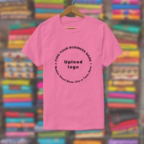 Business Brand Round Pattern Texts on Pink T_Shirt