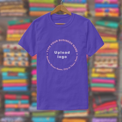 Business Brand Round Pattern Texts on Purple T_Shirt